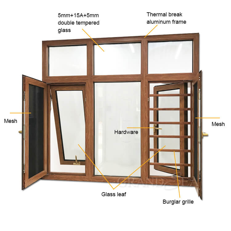 aluminum casement windows with burglar grille