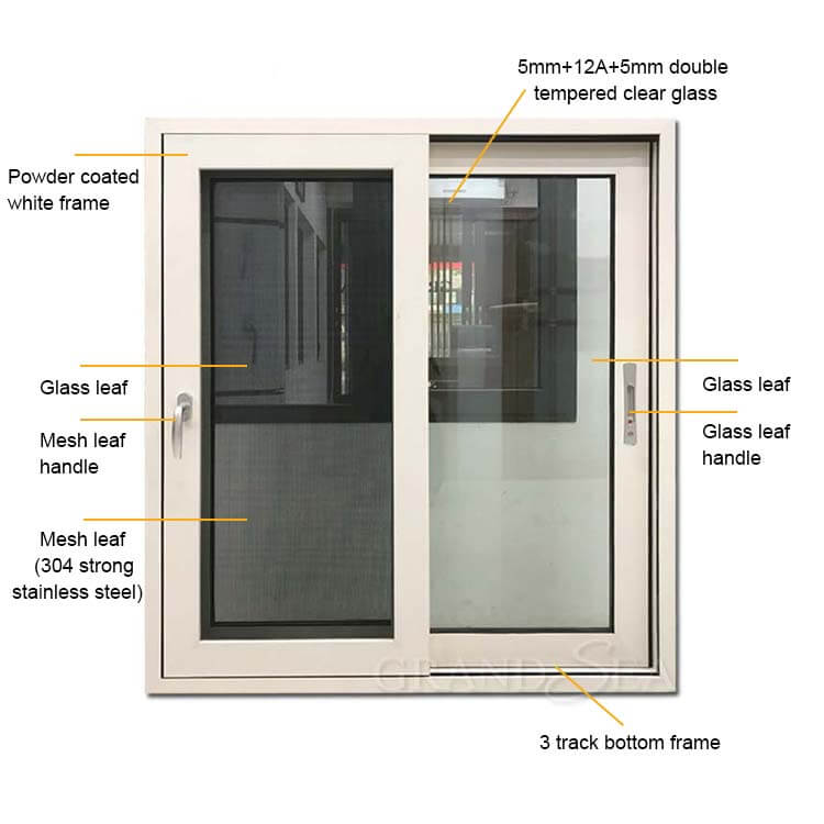 3 track aluminium sliding window