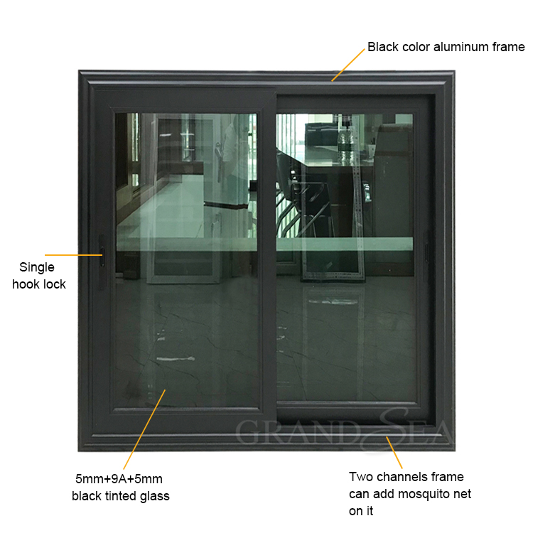 black aluminum sliding window