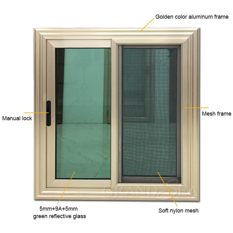 gold color aluminum sliding windows