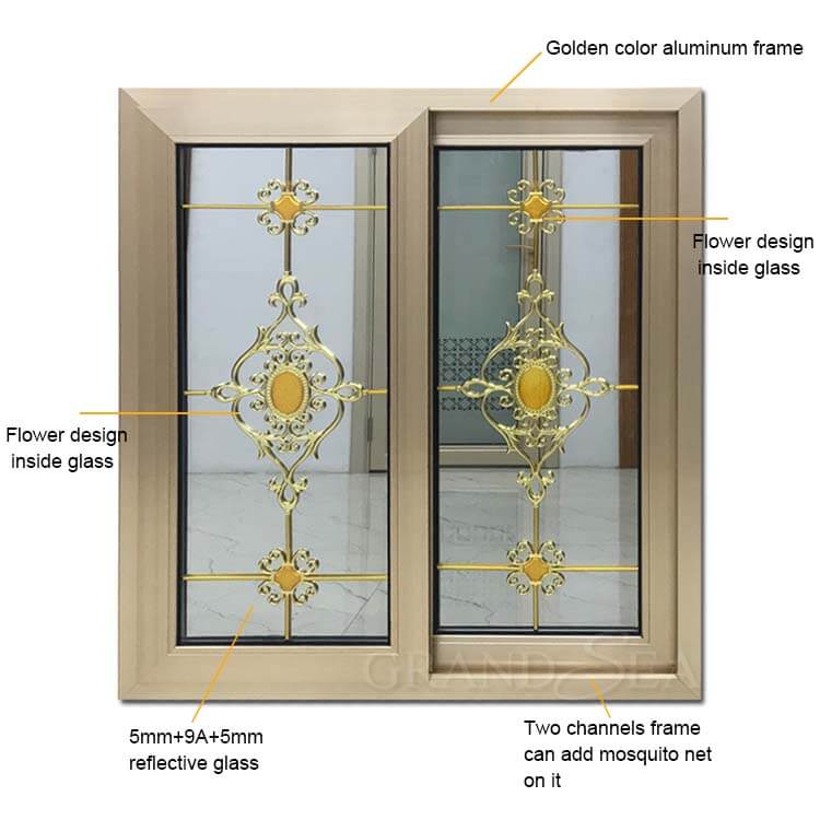 aluminum sliding window flower design