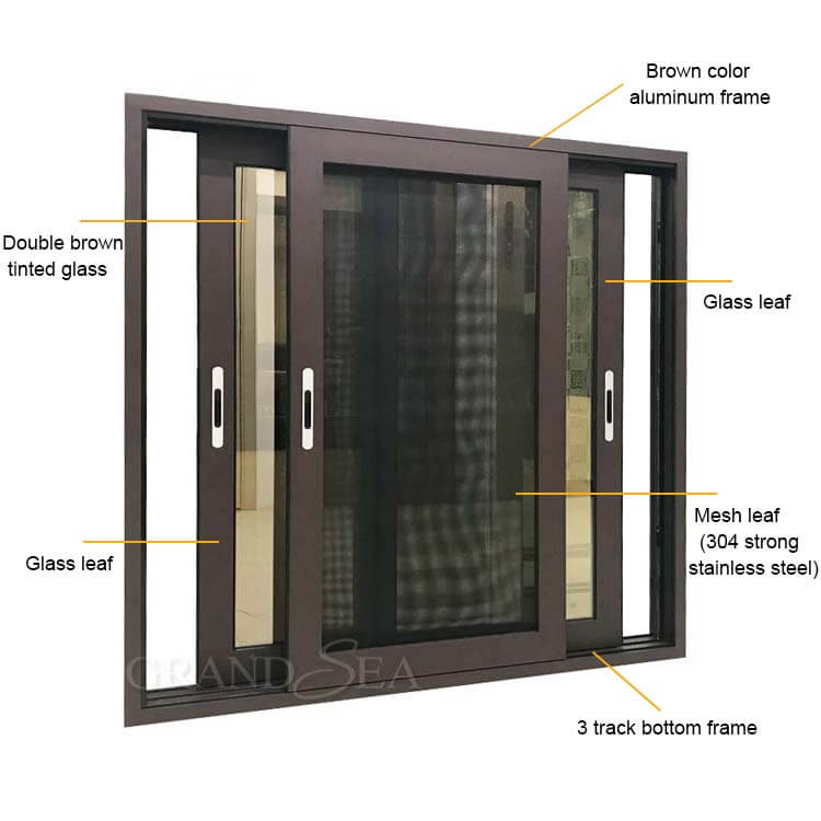 brown aluminum sliding window