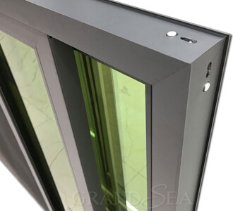 green reflective glazed window