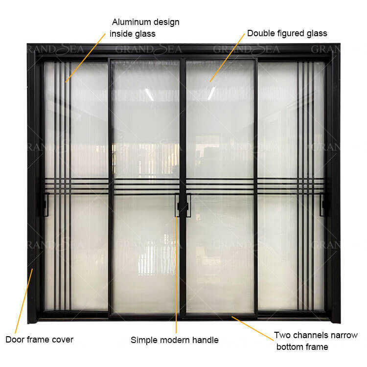 black aluminum glass sliding door