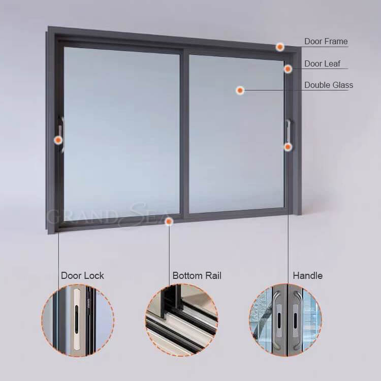 Best Thermal Insulation Double Tempered, Sliding Glass Door Frame