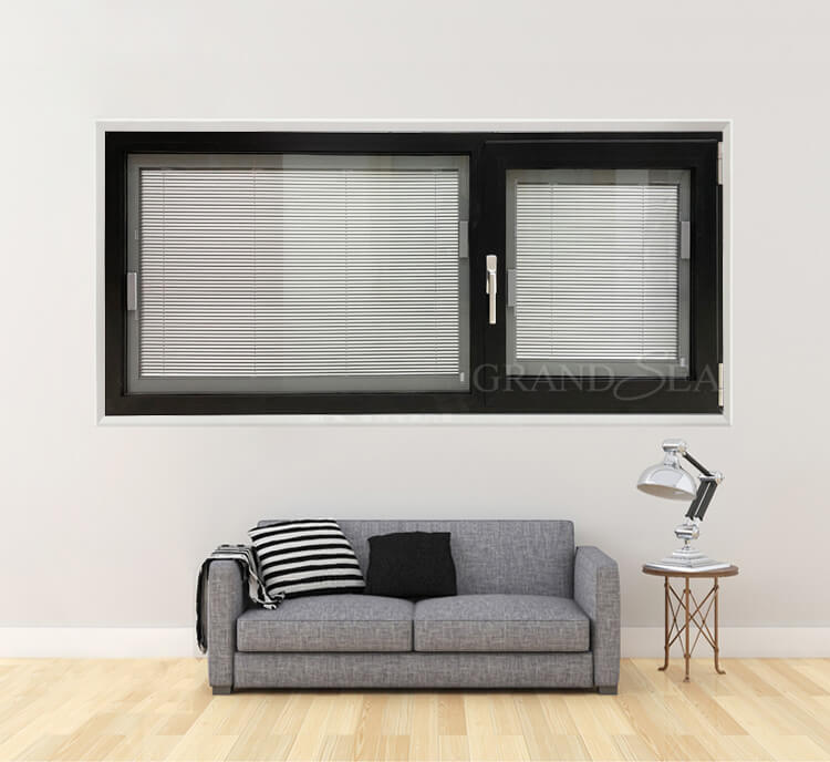 aluminum tilt turn window with magnetic blinds