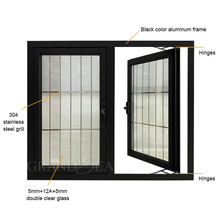 black aluminum casement window