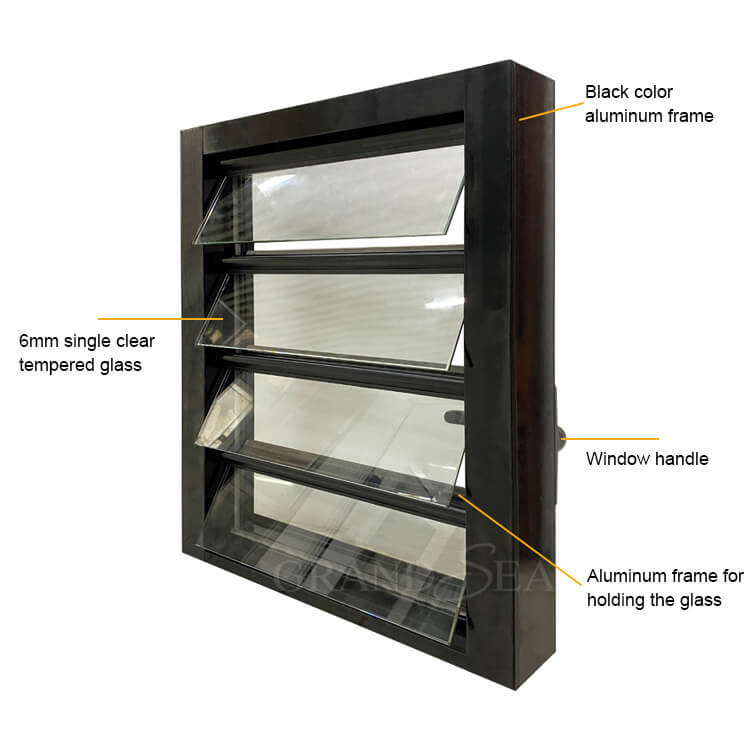 aluminum jalousie glass window