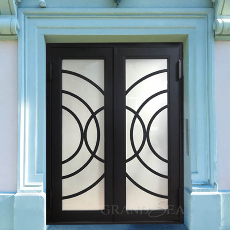 antique wrought iron glass door