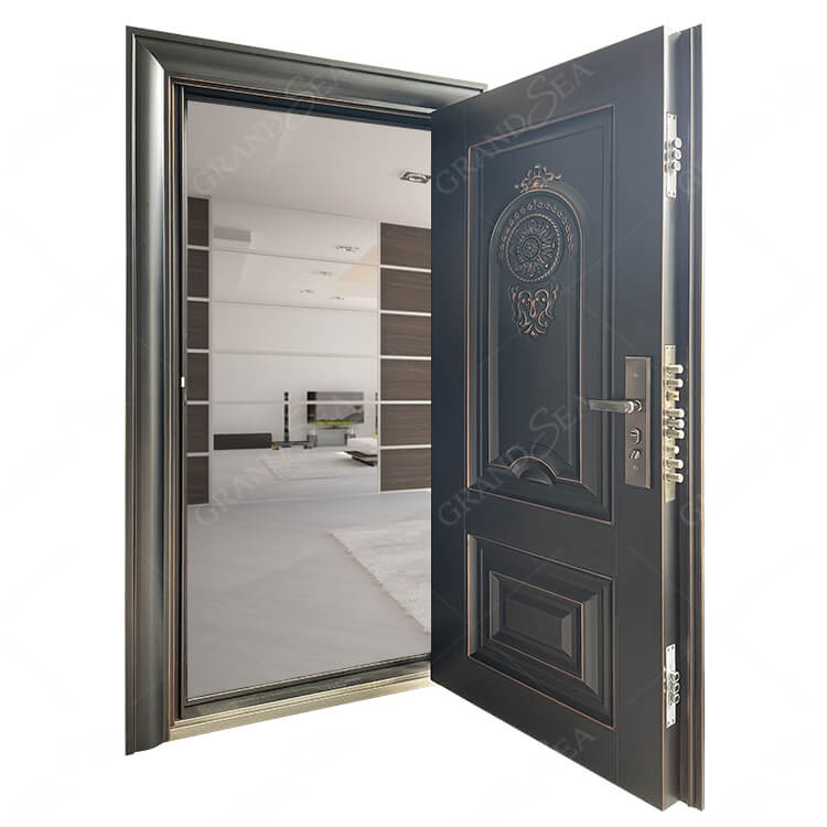 black steel door