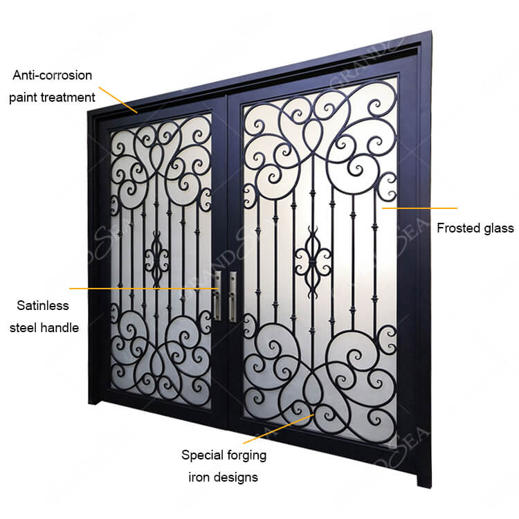 double wrought iron doors