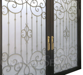 double wrought iron doors