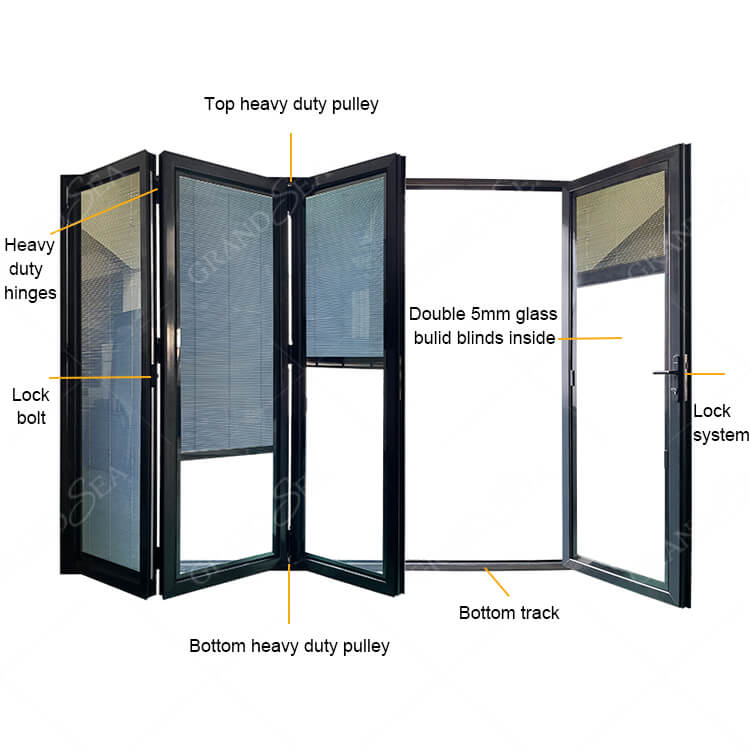 folding door with integral blinds