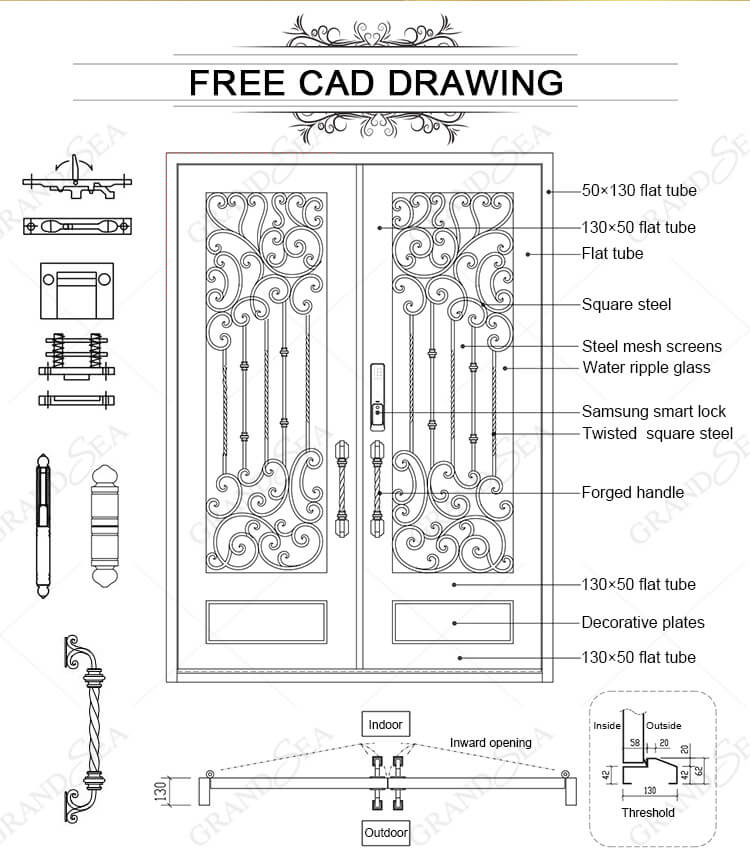 wrought iron front entry door