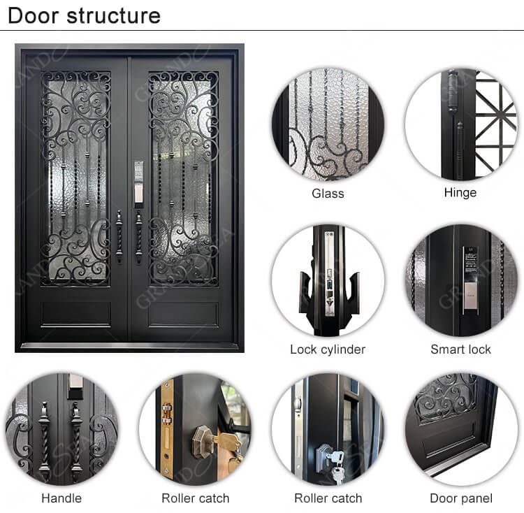 double prehung wrought iron door