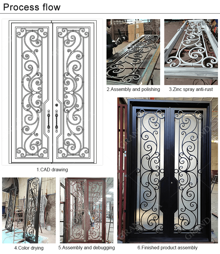 iron door with glass