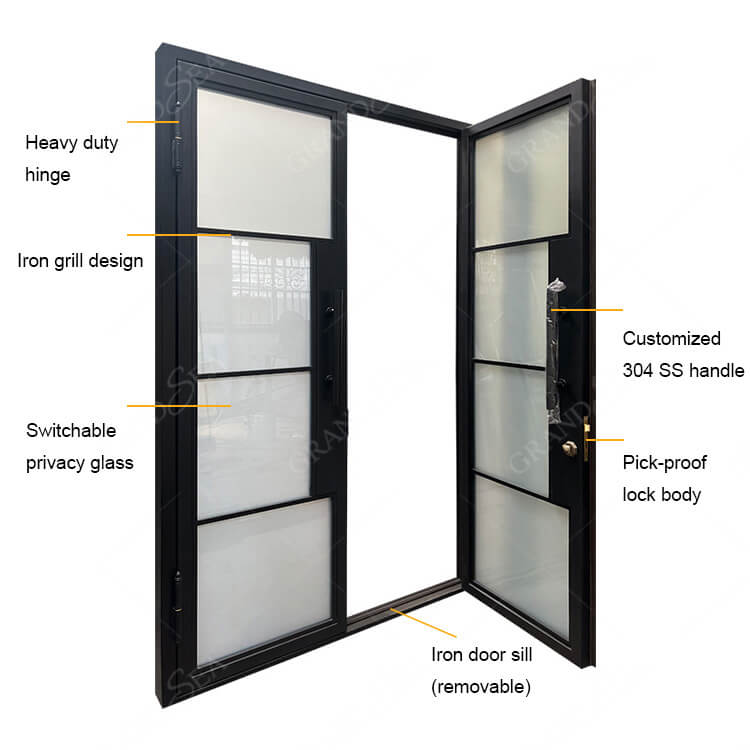simple design wrought iron door