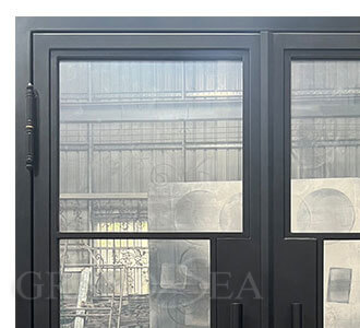 wrought iron door with glass