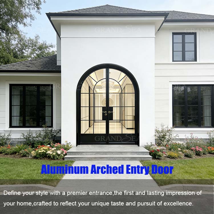 black frame glass double door