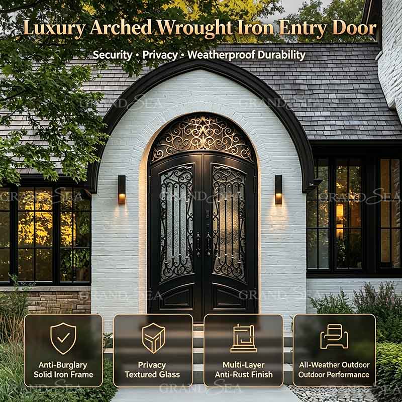 arched wrought iron door