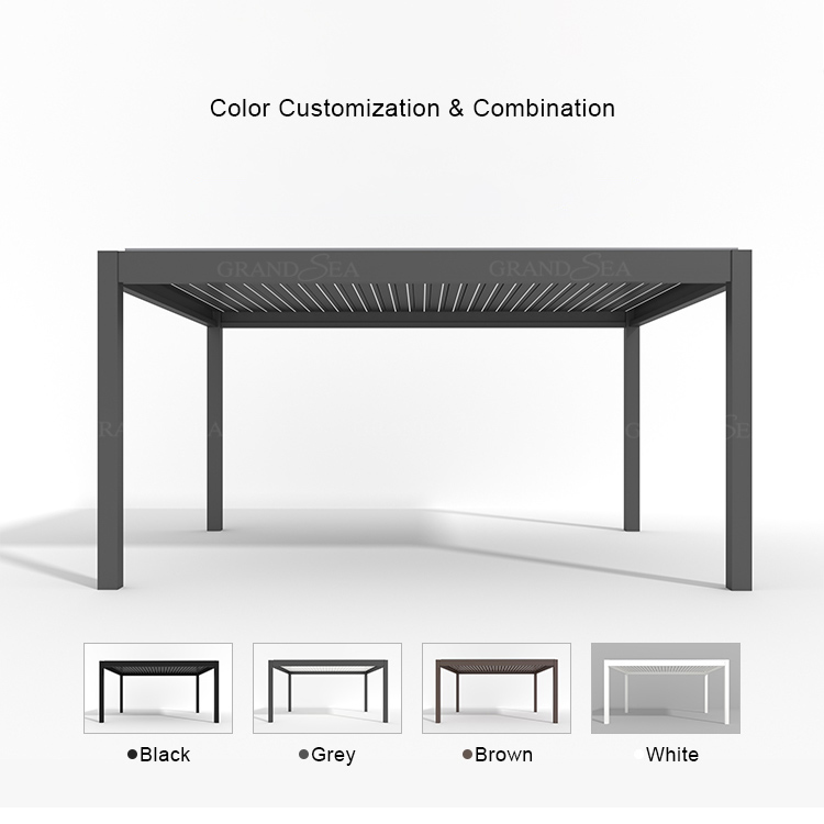 louvered pergola with glass