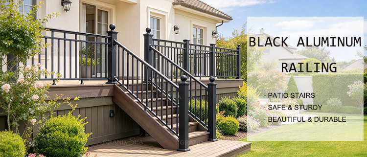 black aluminum deck railing