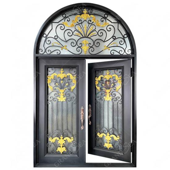 wrought iron door with transom