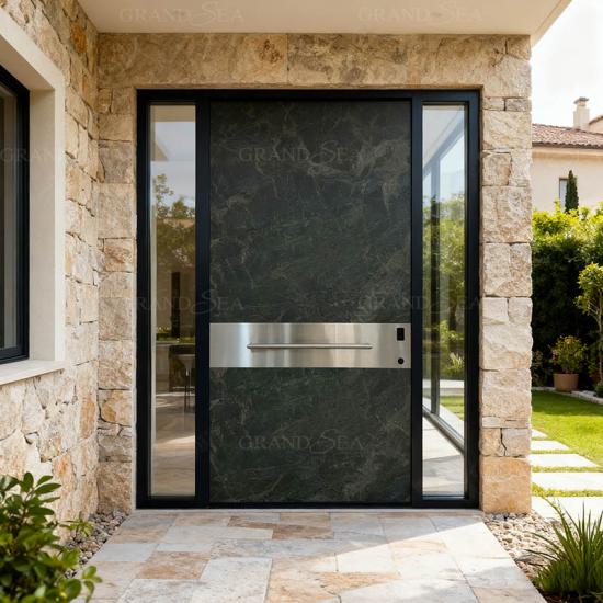 Aluminum pivot door entrance
