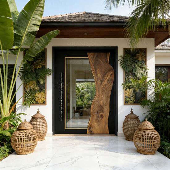 glass horizontal pivot door