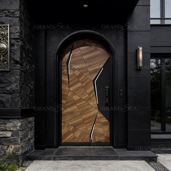 arched carved wood doors