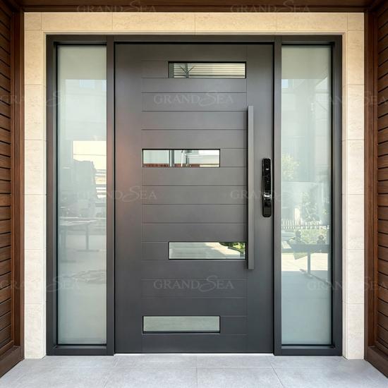 aluminum front door with sidelights