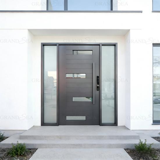 aluminum front door with sidelights