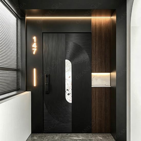 black luxury smart front door