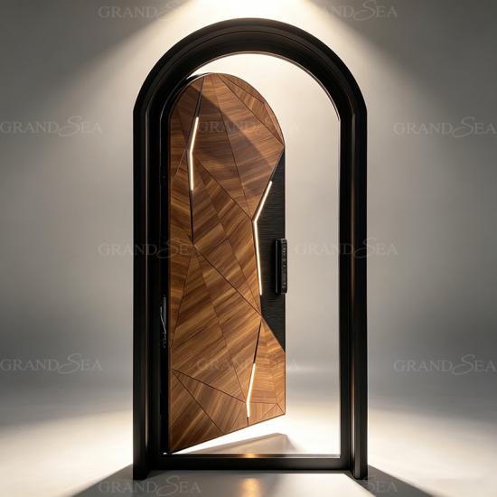 arched carved wood doors