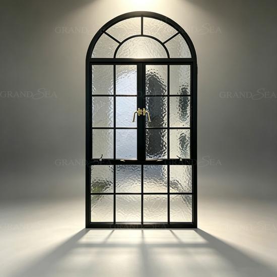 Arched Frosted glass casement windows