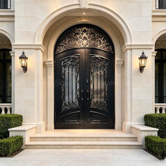 arched wrought iron door