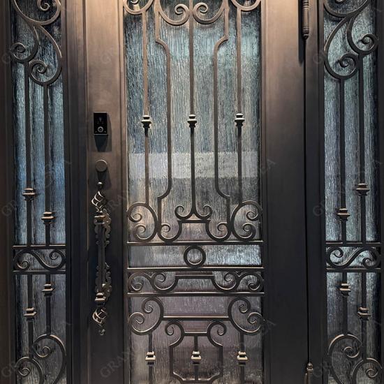 curved top iron entry door