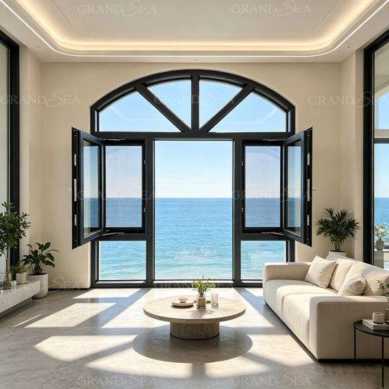 aluminum arched casement window