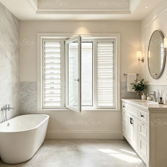 white aluminum louver window