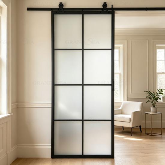 barn doors with glass