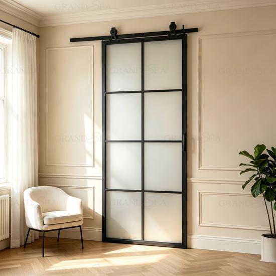 barn doors with glass