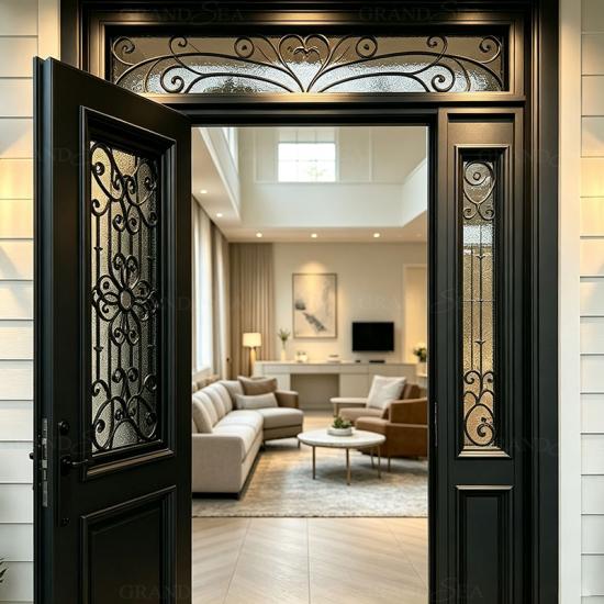 entry door with wrought iron