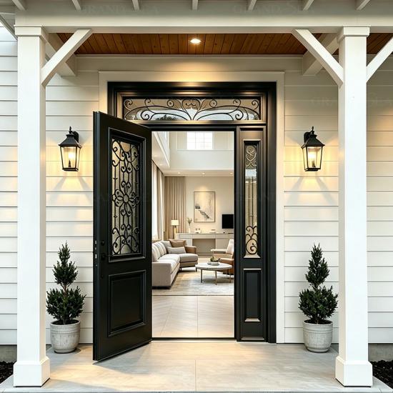 entry door with wrought iron