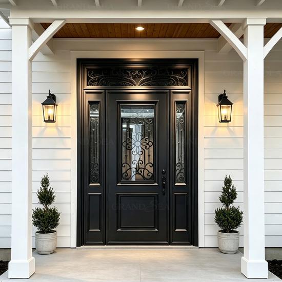 entry door with wrought iron