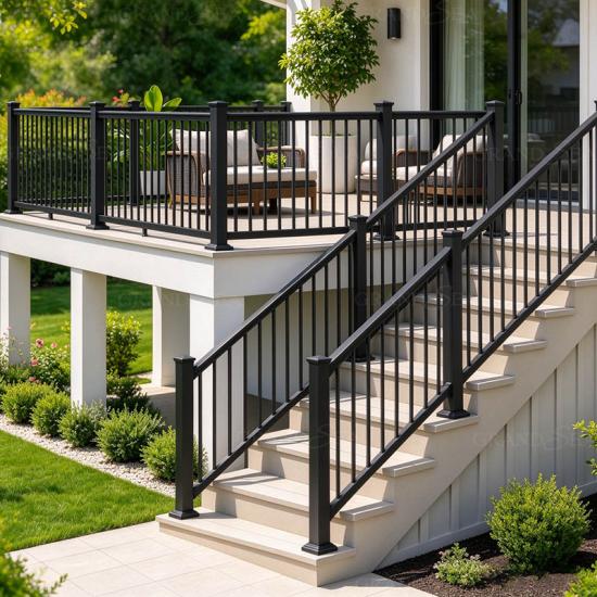 black aluminum deck railing
